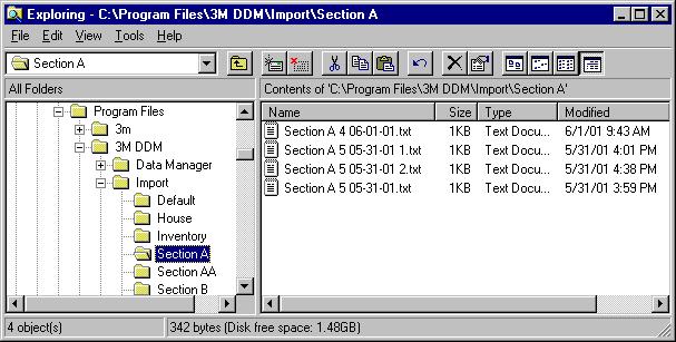 Figure 11: You can use Data Manager to delete imported text files. Using Windows Explorer 1 Use Windows Explorer to open the Import Destination folder.