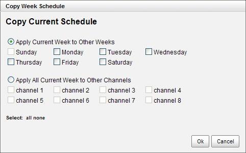Configure: Modify the schedule and recording mode settings.