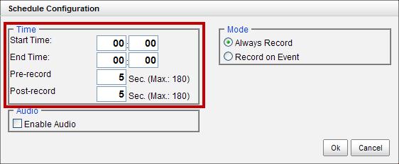 7. The default setting of the camera s recording schedule is from 00:00 to 24:00.