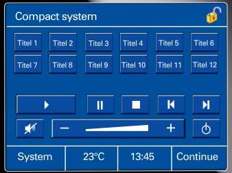 If you touch a touch button in the homepage using the PDA pin you are immediately guided to an overview of the individual room functions or the function groups.