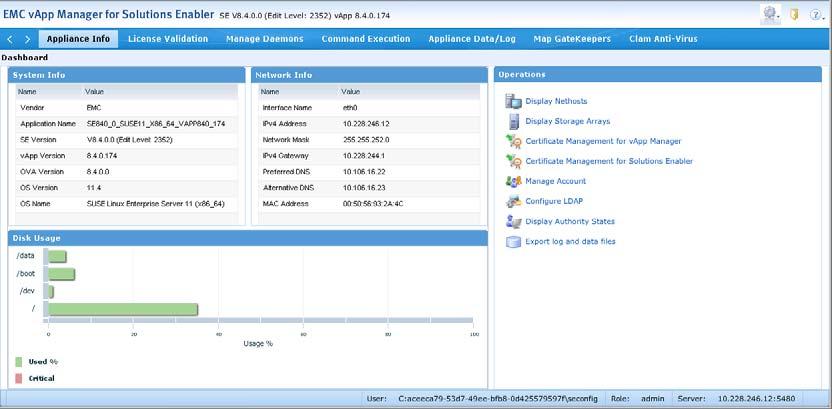 Management of EMC VMAX Arrays Figure 73 Solutions Enabler virtual appliance 8.