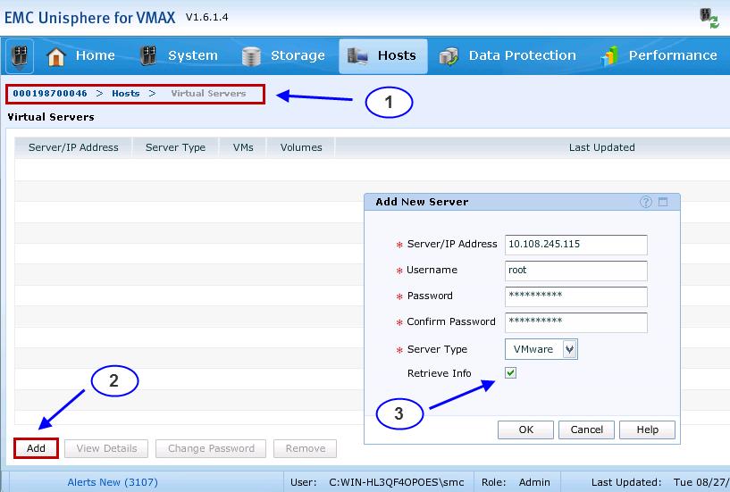 Management of EMC VMAX Arrays Figure 90 Registering an ESXi host with