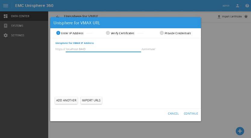 Management of EMC VMAX Arrays Unisphere 360 Unisphere 360 for VMAX is an on-premises management solution that provides an aggregated view of the storage environment, as provided by the enrolled