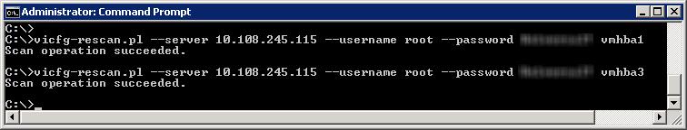 VMware vsphere and EMC VMAX Using VMware ESXi command line utilities VMware ESXi 5 and 6 use the vcli command vicfg-rescan to detect changes to the storage environment.