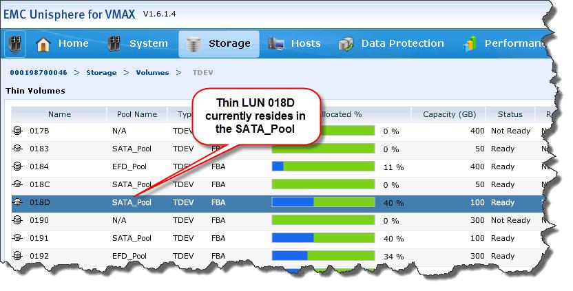 Data Placement and Performance in vsphere Figure 170 Selecting thin device