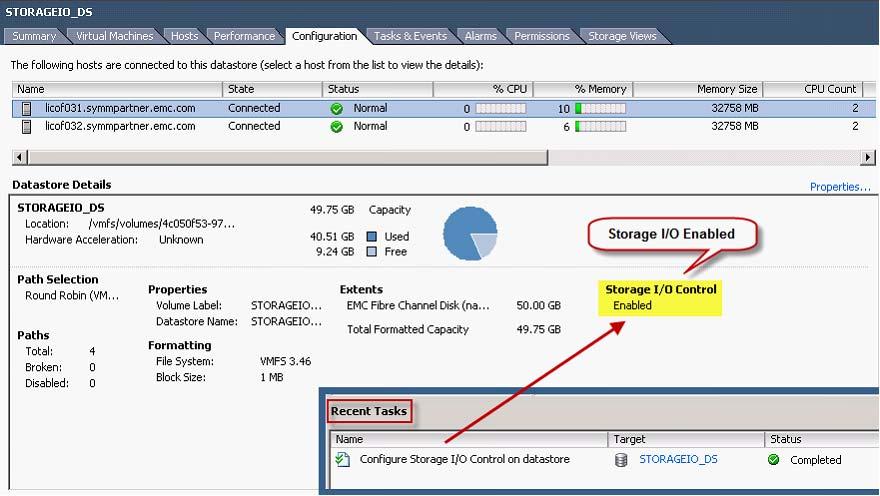 Data Placement and Performance in vsphere The configuration change will show up as a Recent Task and once complete the Configuration page will show the feature as enabled as seen in Figure 180 in the