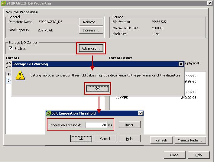 Data Placement and Performance in vsphere Properties of the datastore. Select the Advanced button next to the Enabled check box.