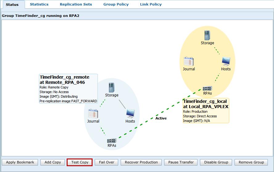 Cloning of vsphere Virtual Machines Figure 249 Enable Image Access through Test Copy in RecoverPoint First, select the