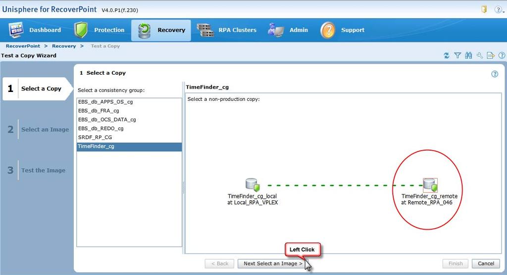 Cloning of vsphere Virtual Machines Figure 250 Selecting a copy for image access In the next screen there are three different options in relation to the image, available from the drop-down box as