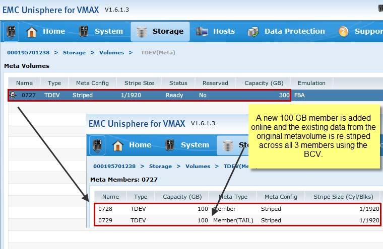 VMware vsphere and EMC VMAX Figure 24 shows the metavolume after it has been expanded with Unisphere.