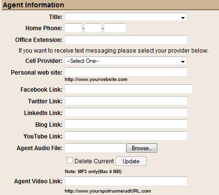 Agent Information Title field: Displays title of agent (only editable by the Metro Administrator).