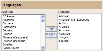 All selected languages will now appear in the Selected column.