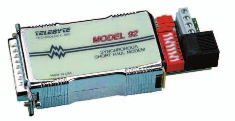 12 Short Haul Modems Model 92 - RS-232 Sync-Async Line Driver Model 224F - RS-232 Line Driver with Control Signals and LCD Display Synchronous Transmission at 1.2 to 19.