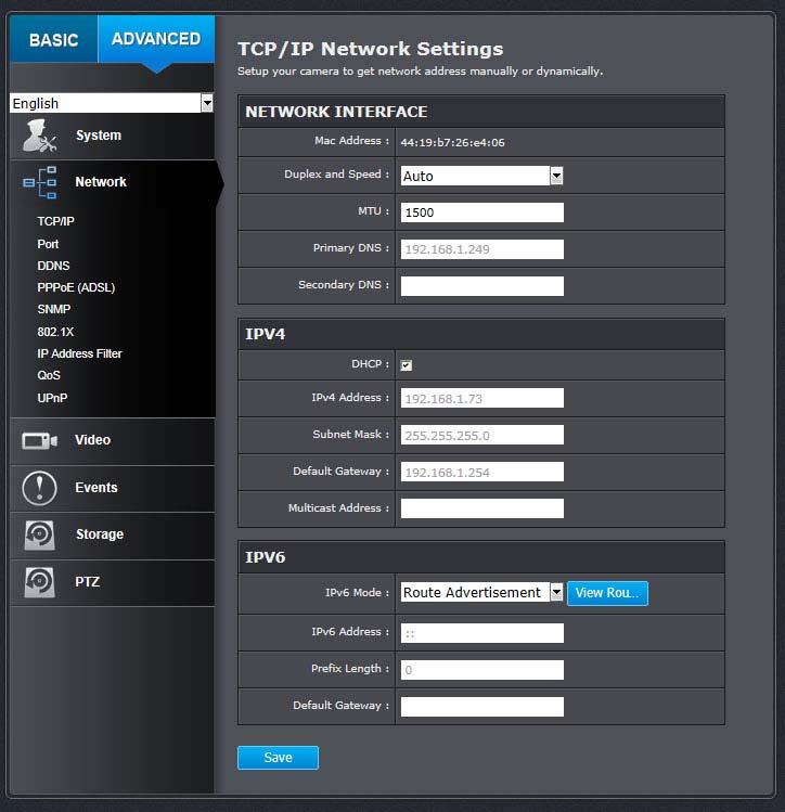 Network Settings TCP/IP Setup your basic IPv4 and IPv6 network settings on this page.