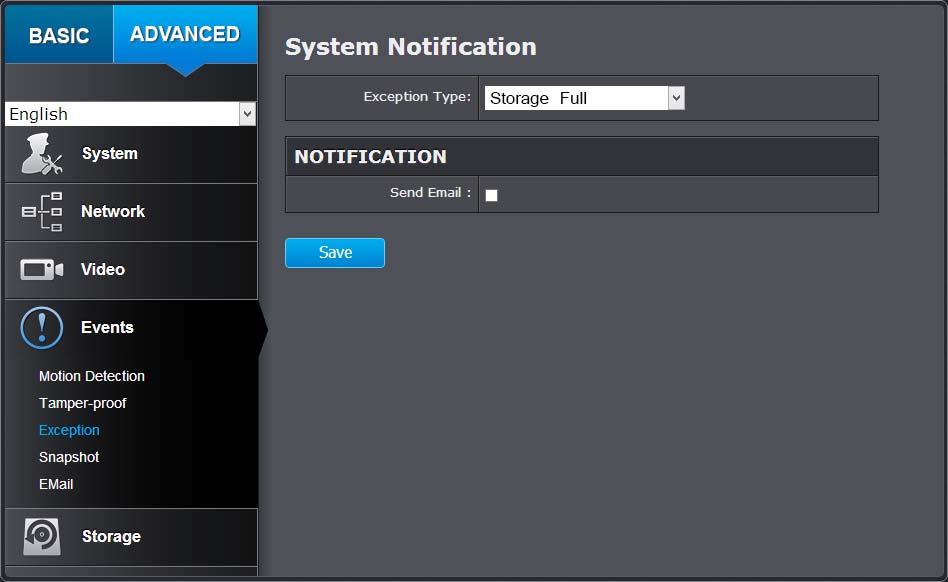 Exception Provides notifications for other system events, set up your notifications here.