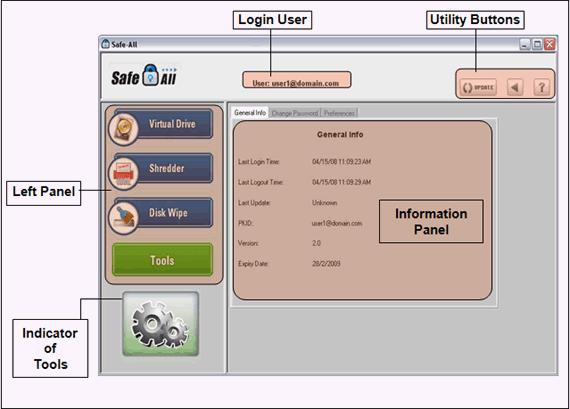 5. Tools Safe-All Tools provide Information Panel and Setting Panel (Change Password and Preferences) that
