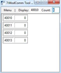ModComm Tool Figure 24 - ModComm Window Displaying Menu 3.