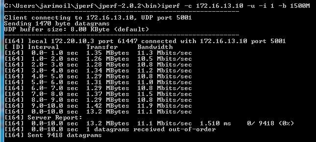 Figure 34 EU-KR iperf with LTE access / UDP traffic 3.3.2.