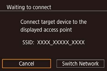 keerake ketast [ ], seejärel vajutage nuppu [ zzkuvatakse kaamera SSID. 4 5 Valige printer.