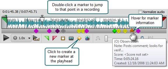 For information on how to edit an image clip, see Create Image Clips. Markers in Manager Each marker allows you to flag and annotate a specific point in time during a recording.