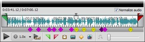 When you enable the Normalize audio option, the waveform changes to show the change in volume.
