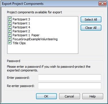 2. Check the components to export to the archive (.mpca) file. 3.