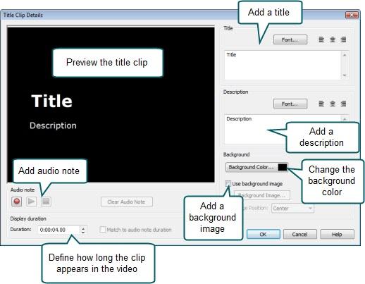 Title Clips Title clips can introduce a video or act as static transitions between video clips and graphs.