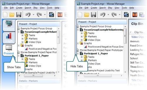 To maximize your viewing of the data in Manager, you can hide the application tabs.