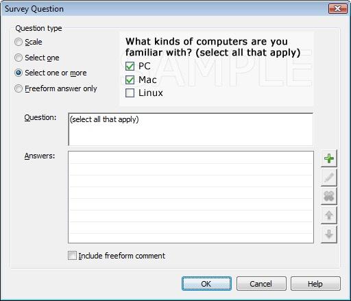 Freeform Question For a Freeform question in a custom survey, you can define the question and