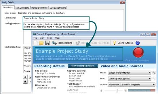 The study-specific information defined in the Study Details dialog box should be the same for all recordings in a study.