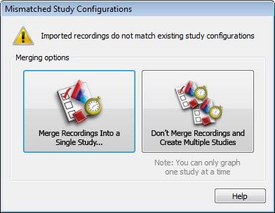 2. Click the Merge Recordings Into a Single Study button. The Select Study dialog box appears.