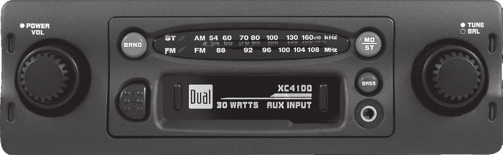 XC4100 OPERATION Control Locations 1 2 3 4 5 6 7 10 9 8 1 Power/Volume 6 Tuning 2 Band 7 Balance 3 Stereo Indicator 8 Bass Boost 4 FM Indicator 9 Auxiliary Input