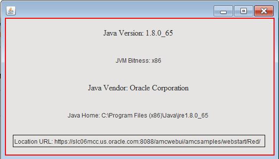 A Advanced Management Console Samples The Advanced Management Console provides sample applet and web start applications similar to those found in organizations running Java.