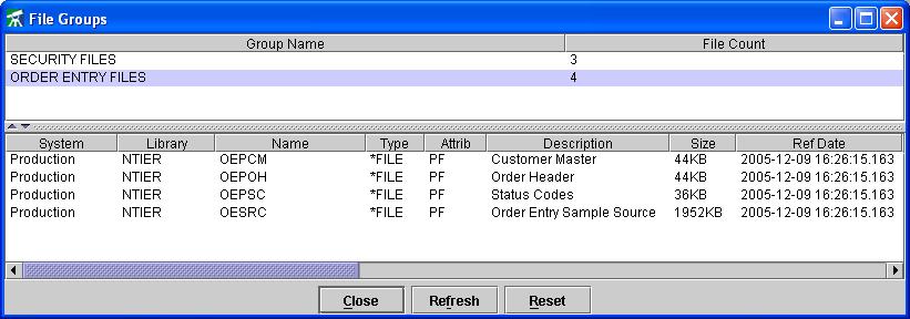 File Groups Database files which are worked with frequently can be organized into one or more File Groups for quick access.