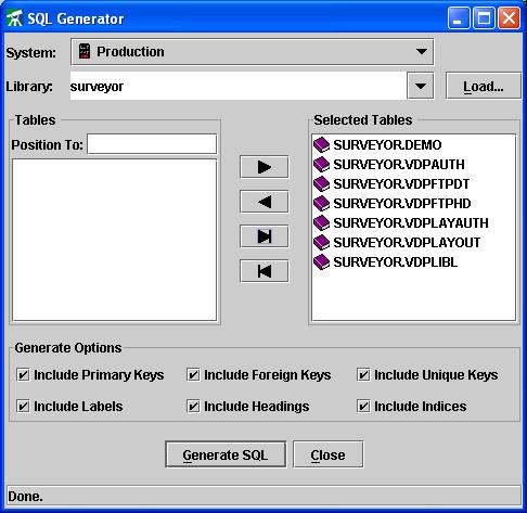 Generate SQL The Generate SQL function allows you to reverse-engineer DB2/400 tables (physical files) into their corresponding DDL source code (Create Table statements).