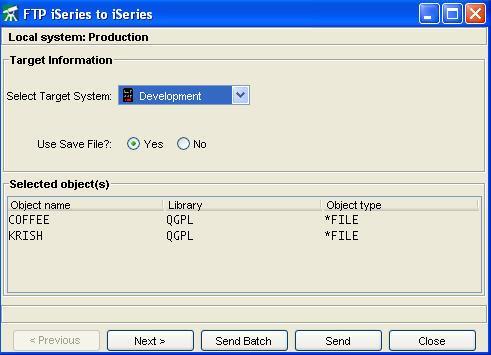 Advanced Transfers and Automation Transferring Objects Between iseries The Surveyor/400 FTP Wizard allows you to transfer one or more objects and libraries to other iseries machines and LPARs.