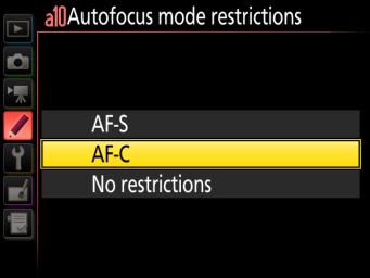 l l a9: Limit AF-Area Mode Selection Prevent the selection of unwanted AF-area modes.