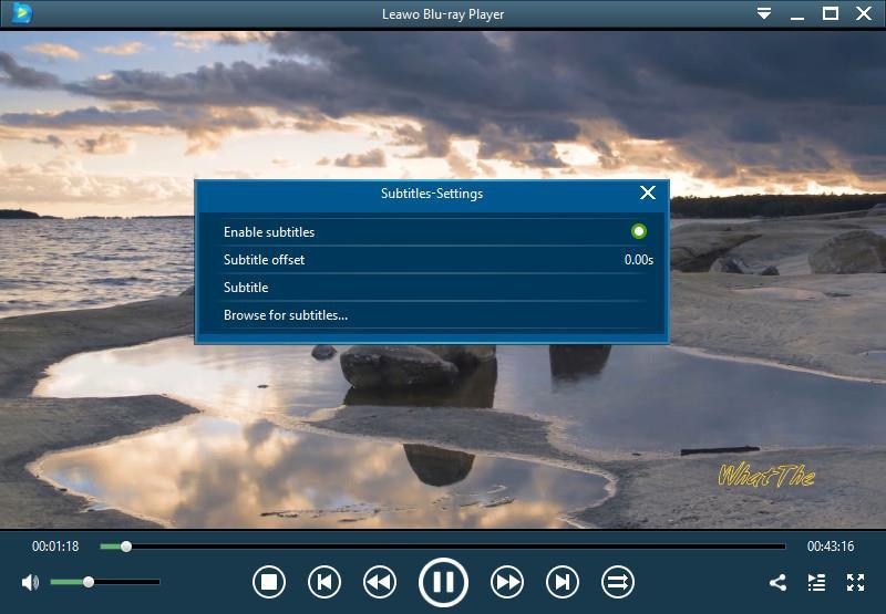 2.2 Step 2: Subtitle settings(optional) After loading source media files, this media player would start to play. During playback, move mouse to the title area, then you could see 4 icons pop out.