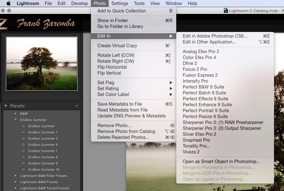 Edit In Lightroom allows you to edit your images in another