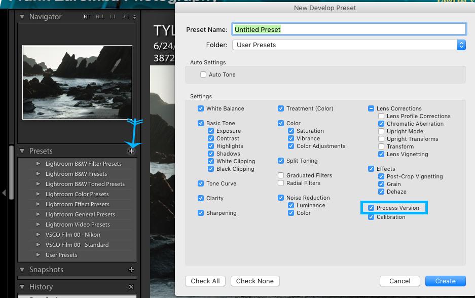 Presets To create a Preset from your settings click on the +.