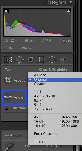 Oh Crop Open the Crop & Straighten panel. Click the Develop tab at the top of your workspace.
