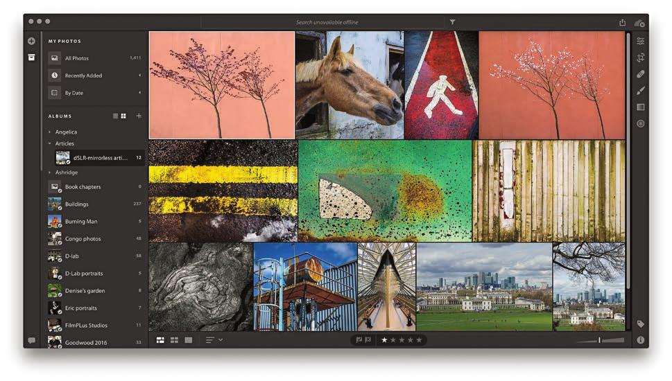 Lightroom CC for Desktop Lightroom CC for Desktop (which I refer to from here on as Lightroom CC) provides the security of cloud-based storage, a simplified user interface (Figure 8) and the ability