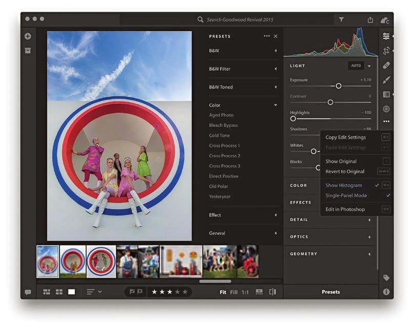 Editing photos in the Lightroom CC program To switch from the Grid view to the Detail view, double-click, or use D.