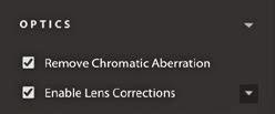Lens Corrections controls are grouped under the
