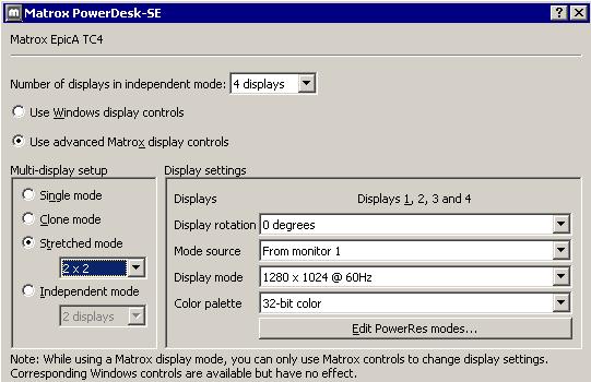 IGEL Technology GmbH IGEL PanaVeo Series 6 Matrox PowerDesk SE (with TC4) You should enable the advanced Matrox display controls to allow full confugurability of Multi Monitor Mode.