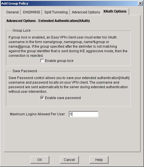 Click XAuth Option (Figure 10) tab: Check Enable save password Maximum Login