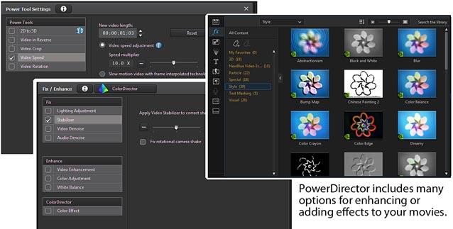 Basic Video Editing Moves 3 Add and adjust effects CyberLink PowerDirector comes loaded with a library of professional effects for adding magic to your movies everything from fixes, like color