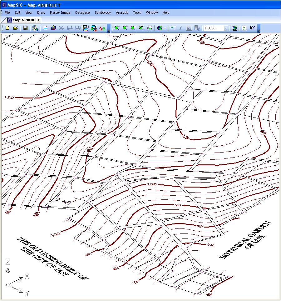 Lucrări ştiinţifice - vol. 54, Nr. 1/2011, seria Agronomie Enabling only these three layers, by turning them in different angles, we will be able to view the perspective image of the digital plan.