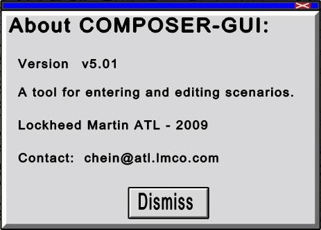 Figure 14 - About This Tool Dialogue Box About This Tool: This dialogue box features the latest information regarding Composer s version number, purpose, developer, and contact information.