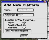 Figure 16 - Add New Platform window. The Add New Platform window contains the following items: Name: Enter unique name of the platform instance (example: Charlie-Bravo).